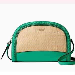 Kate Spade Reiley straw dome crossbody green bean